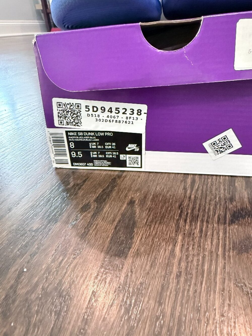 Nike Dunks Blue Raspberry Racer Blue/Laser Blue size 8M - Picture 5 of 6